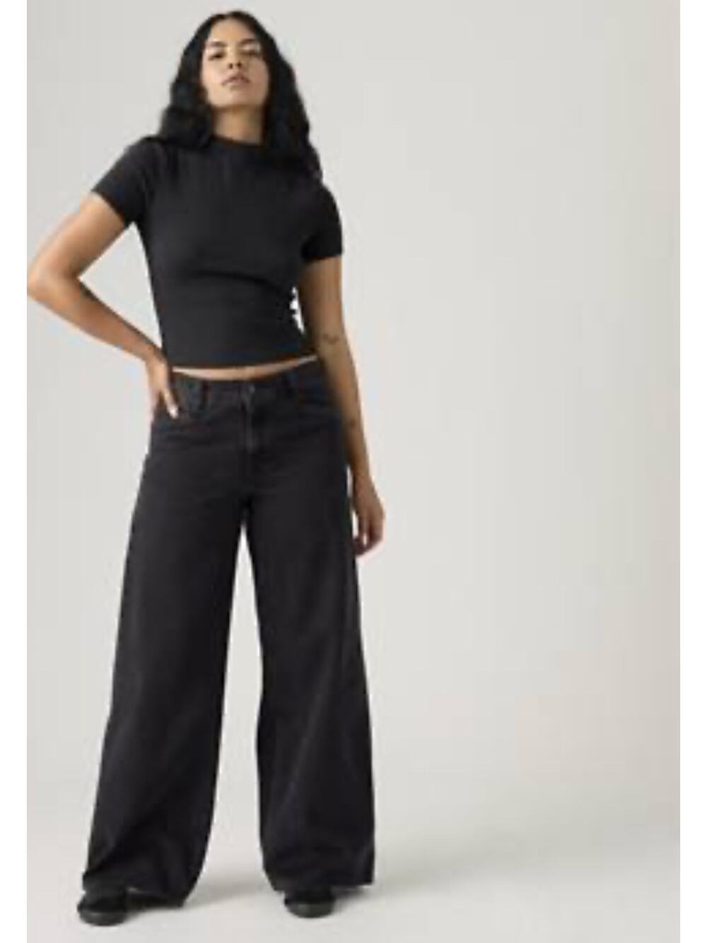 Levi's 94 Baggy Wide Leg Jeans mid-rise 26 Black 90s grunge Streetwear Skater - Picture 1 of 9